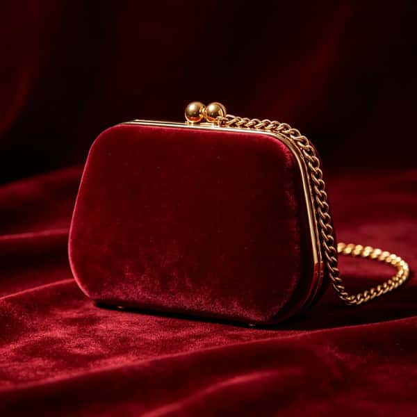 Zepilas Ruby Red Velvet Evening Minaudiere