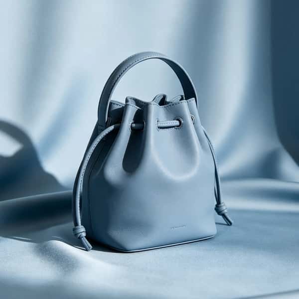 Zepilas Sky Blue Leather Bucket Bag