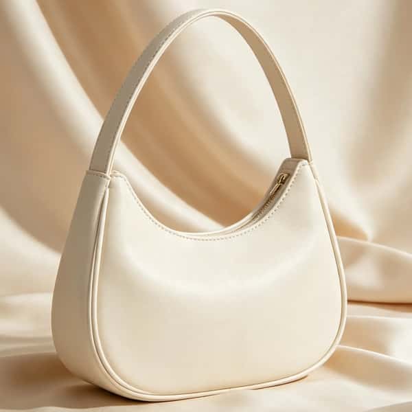 Zepilas Ivory Curved Crescent Shoulder Bag