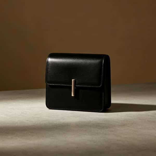 Zepilas Gold-Accent Boxy Black Purse