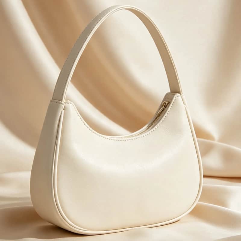 Zepilas Ivory Curved Crescent Shoulder Bag